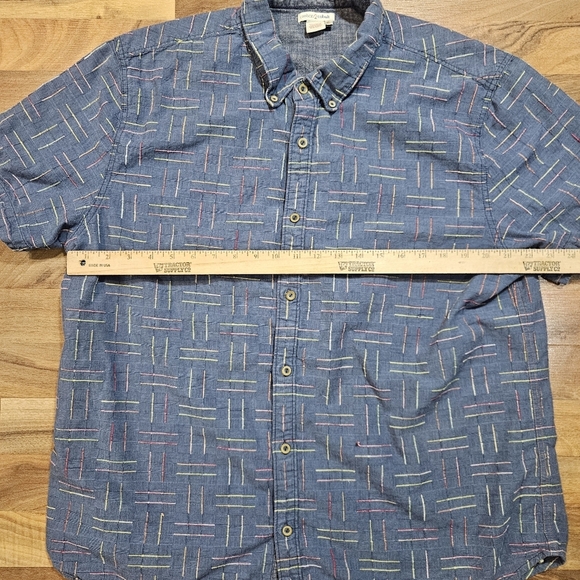 Carbon2Cobalt Blue Pattern Cotton Short Sleeve Button Shirt XL - Picture 4 of 6